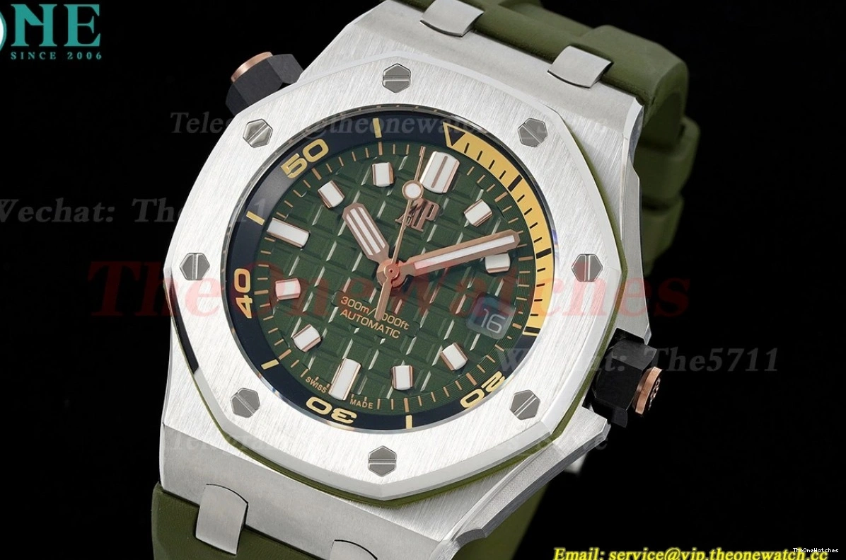 42mm Royal Oak BF 15720 Stk SS Offshore A4308 Green Diver RU 0302